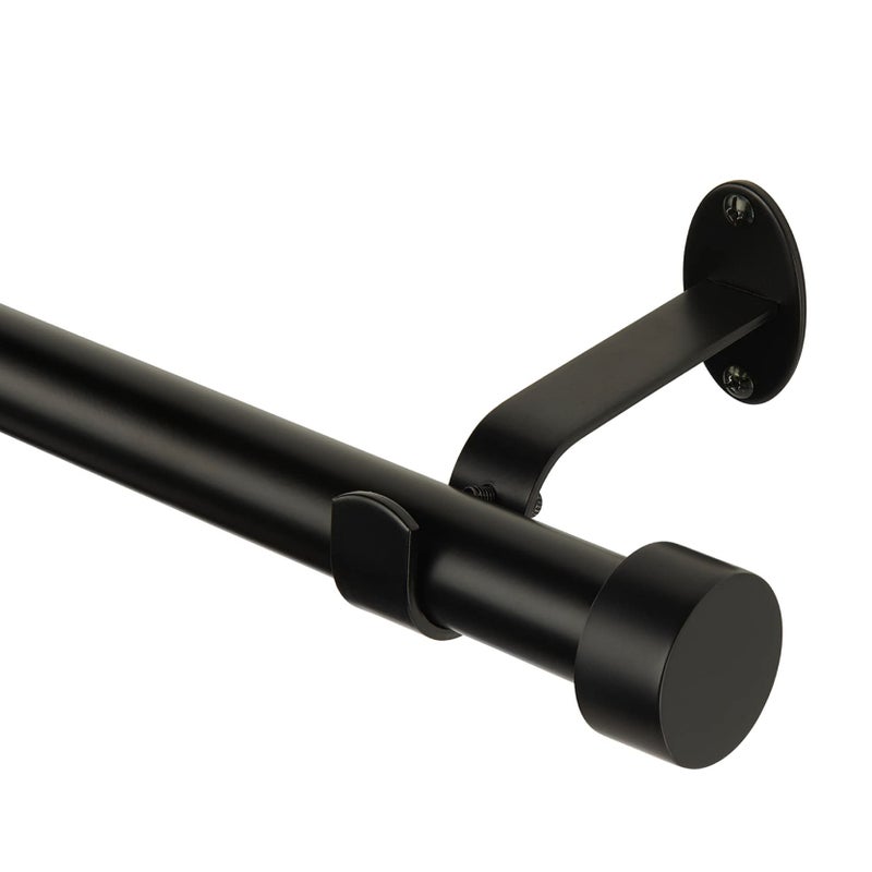 Elrene Home Fashions Serena Single Curtain Rod for Curtains and Drapery with Contemporary Cap Finials, 1-Inch Diameter, 86" - 120" Adjustable Rod, Antique Black - Image 1